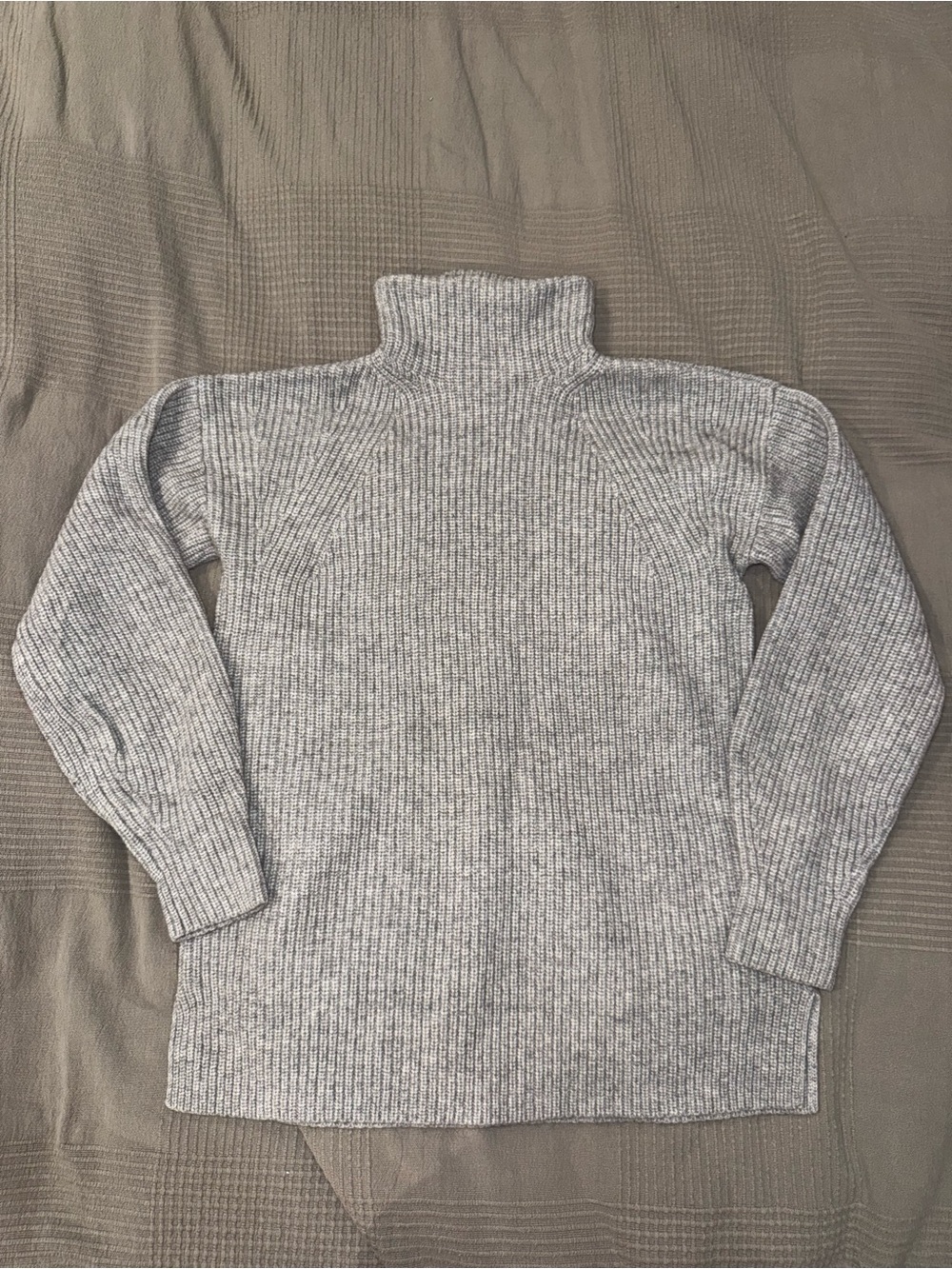 Theory Grey Ribbed Turtleneck Sweater